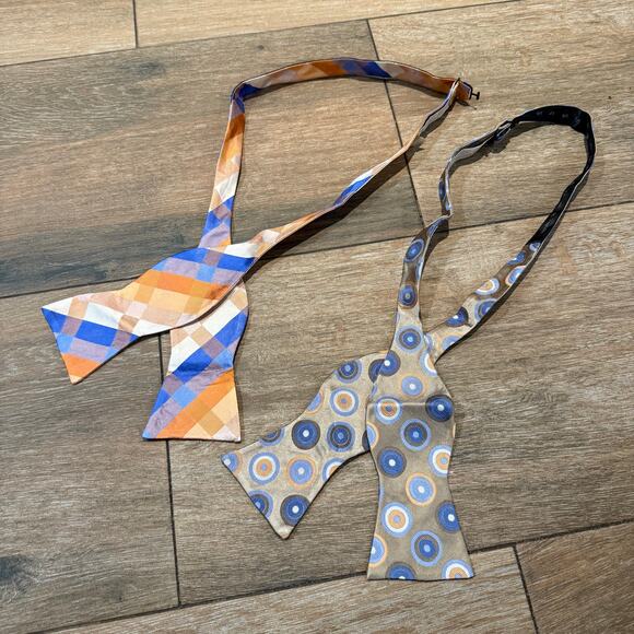 2 Michael Kors Bow Tie Silk Multicolor Wide Self Tie - Picture 1 of 5